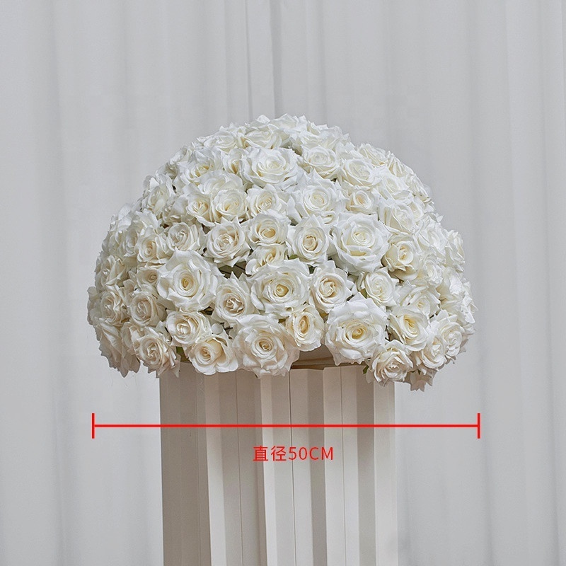 A-704 Wedding Centerpieces White Rose Kissing Ball Silk Flower Ball White Ivory Rose Ball