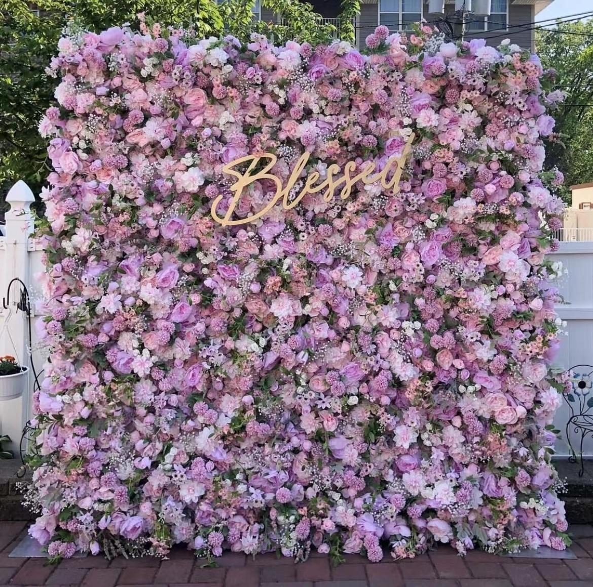 J-195 Wedding Decorations Backdrop 5D Cloth Base Artificial Flowers Backdrop Roll Up Wedding Purple Flower Wall