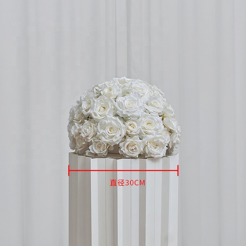 A-704 Wedding Centerpieces White Rose Kissing Ball Silk Flower Ball White Ivory Rose Ball