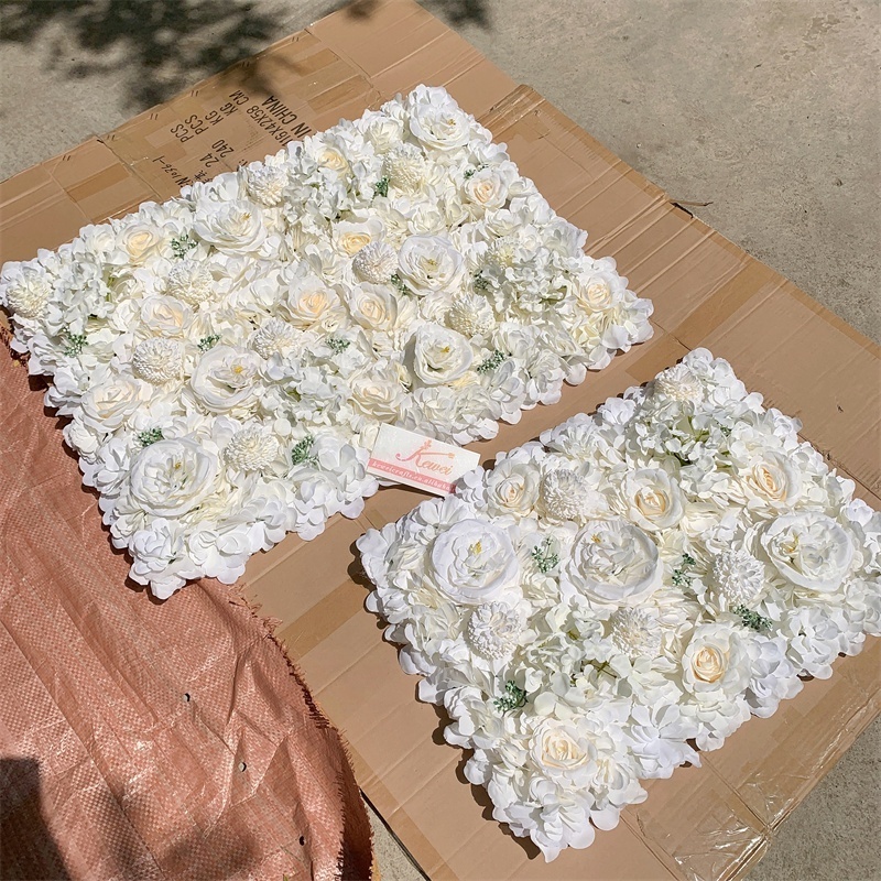 KEWEI 099 Artificial Events Backdrop Panel Wedding White Ivory 40x60CM Wall Flower Panel For Decoration