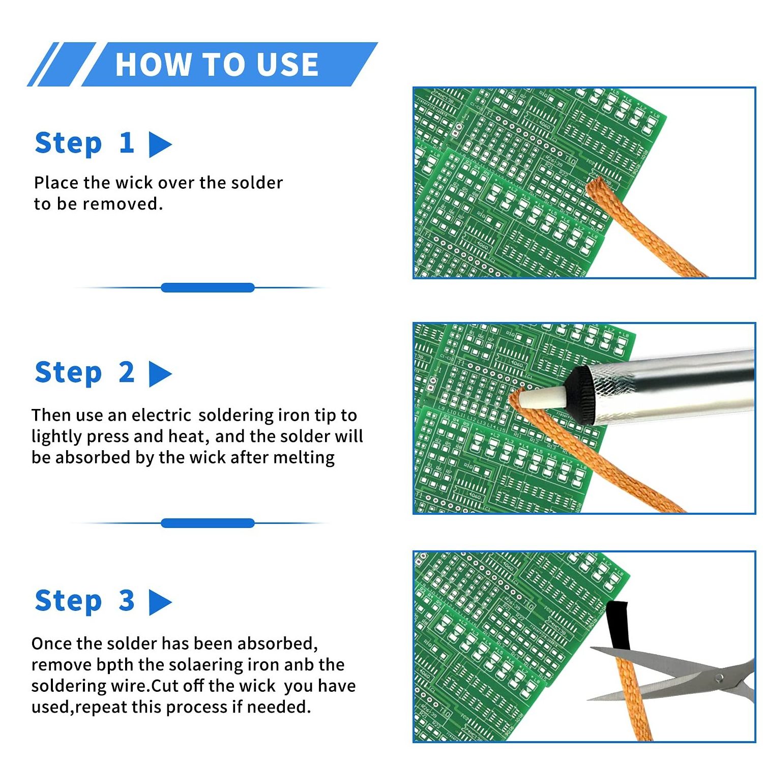 Desoldering Wire Solder Wick Braid 1.5mm 2.0mm 3.0mm Solder Wick for Desoldering