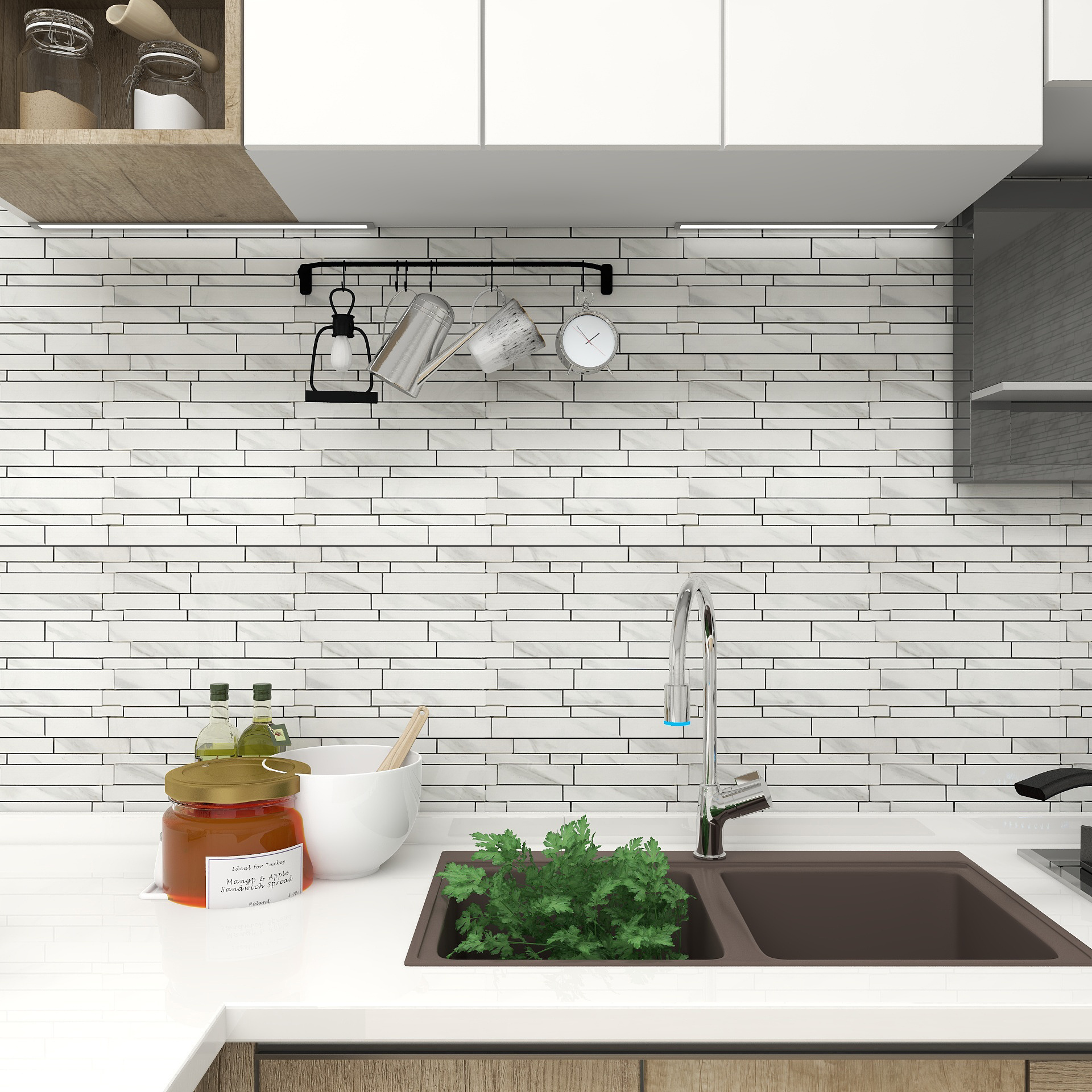 Discount Carrara white strip back splash wall tiles kitchen backsplash