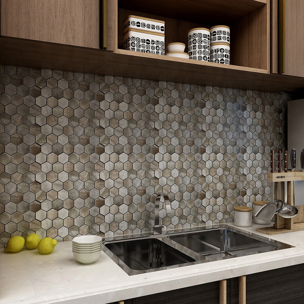 Copper Kitchen Backsplash Wall Tile Brown Colour Glass Mosaic Tile