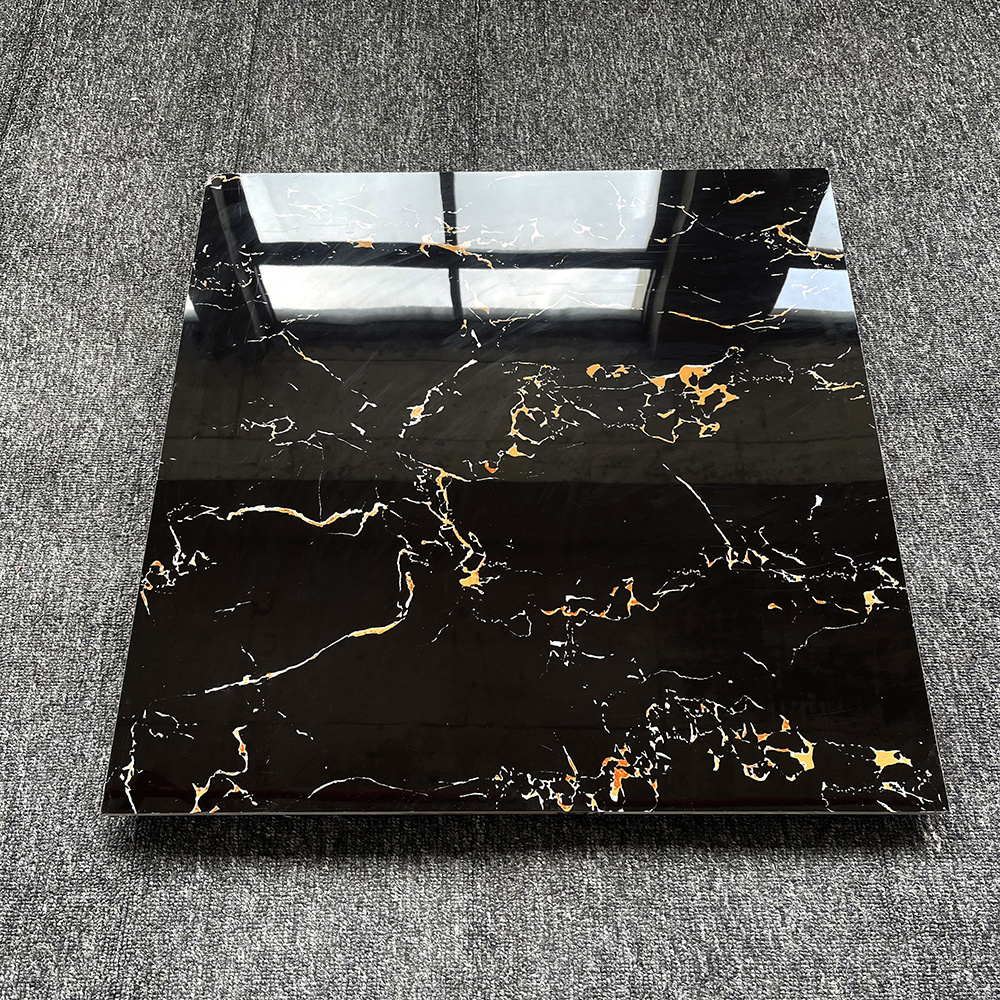 Cheapest Marble Porcelain Floor Tile Black Colors 60cm By 60cm Polished Stone Tiles Live Room