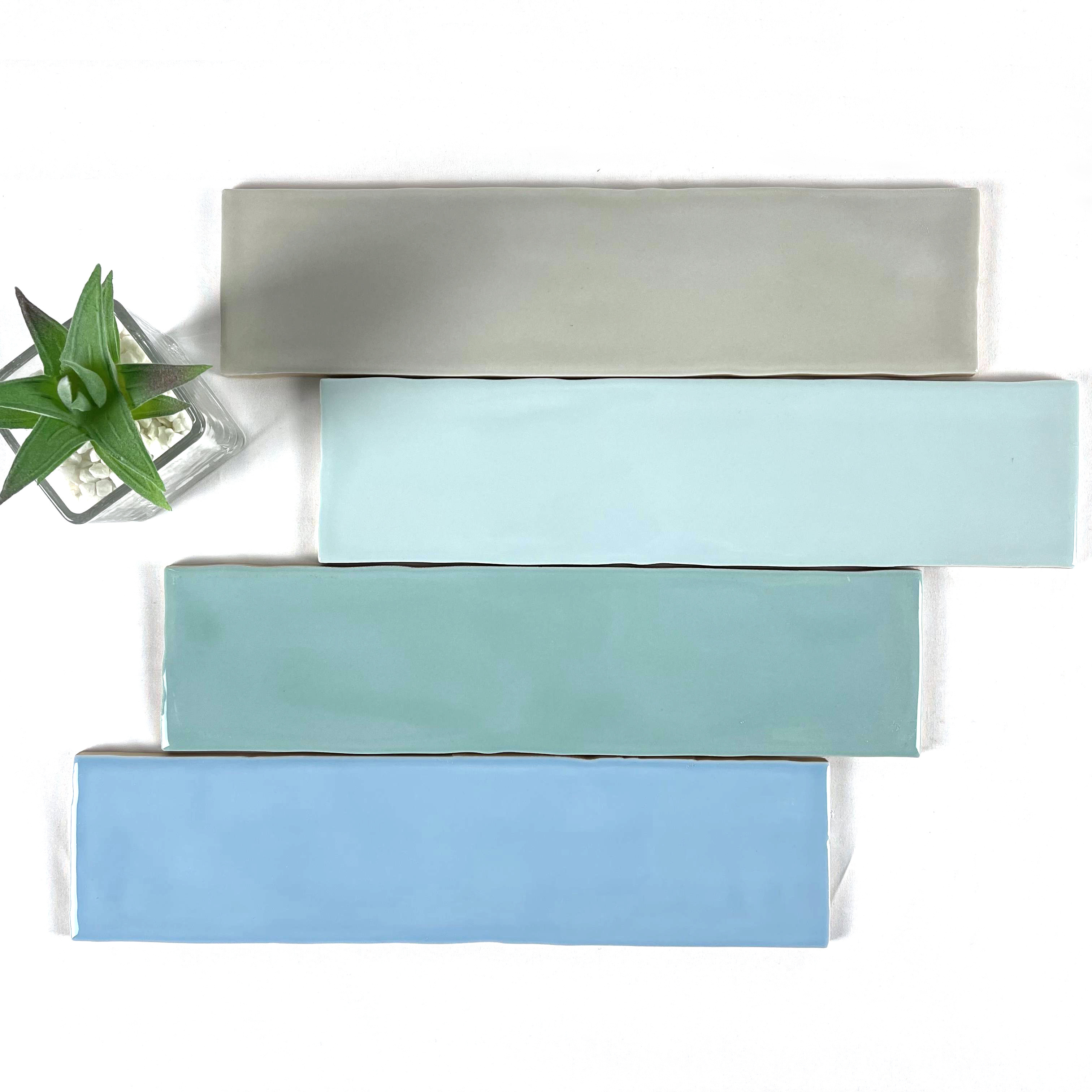 Uneven Green Blue Beige Colorful Kitchen Backsplash Bathroom Subway Tile