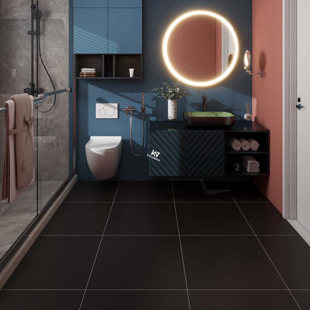 Bathroom 600x600 Matt Non-Slipery Black Porcelain Floor Tiles Anti Slip Tile Ceramic In China