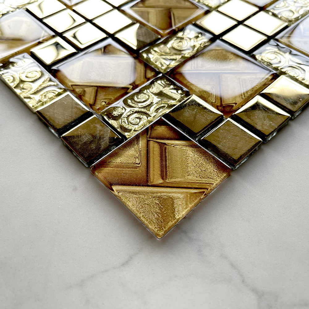 Factory Wholesale Cheap Price Mix Gold Glass Mosaic Tiles 30x30