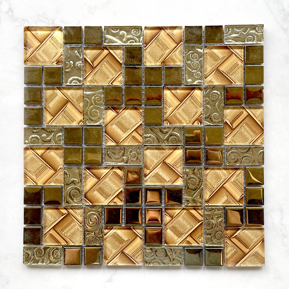 Factory Wholesale Cheap Price Mix Gold Glass Mosaic Tiles 30x30