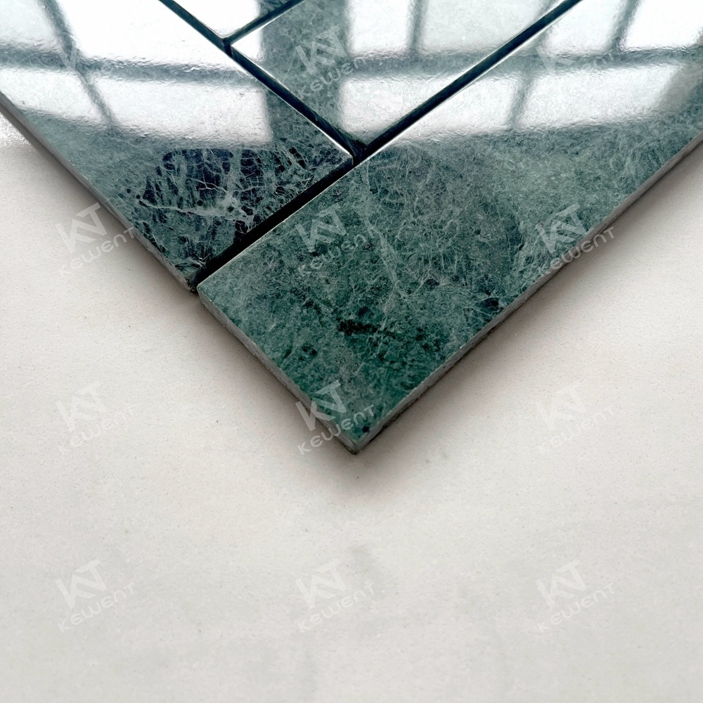 Foshan Hot Design Custom Cheap Polished Herringbone Marble Tiles Mosaic Green