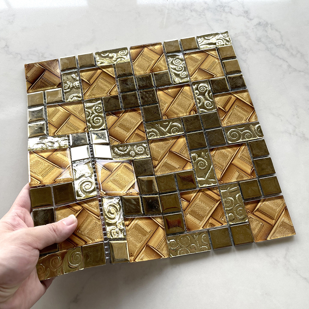 Factory Wholesale Cheap Price Mix Gold Glass Mosaic Tiles 30x30