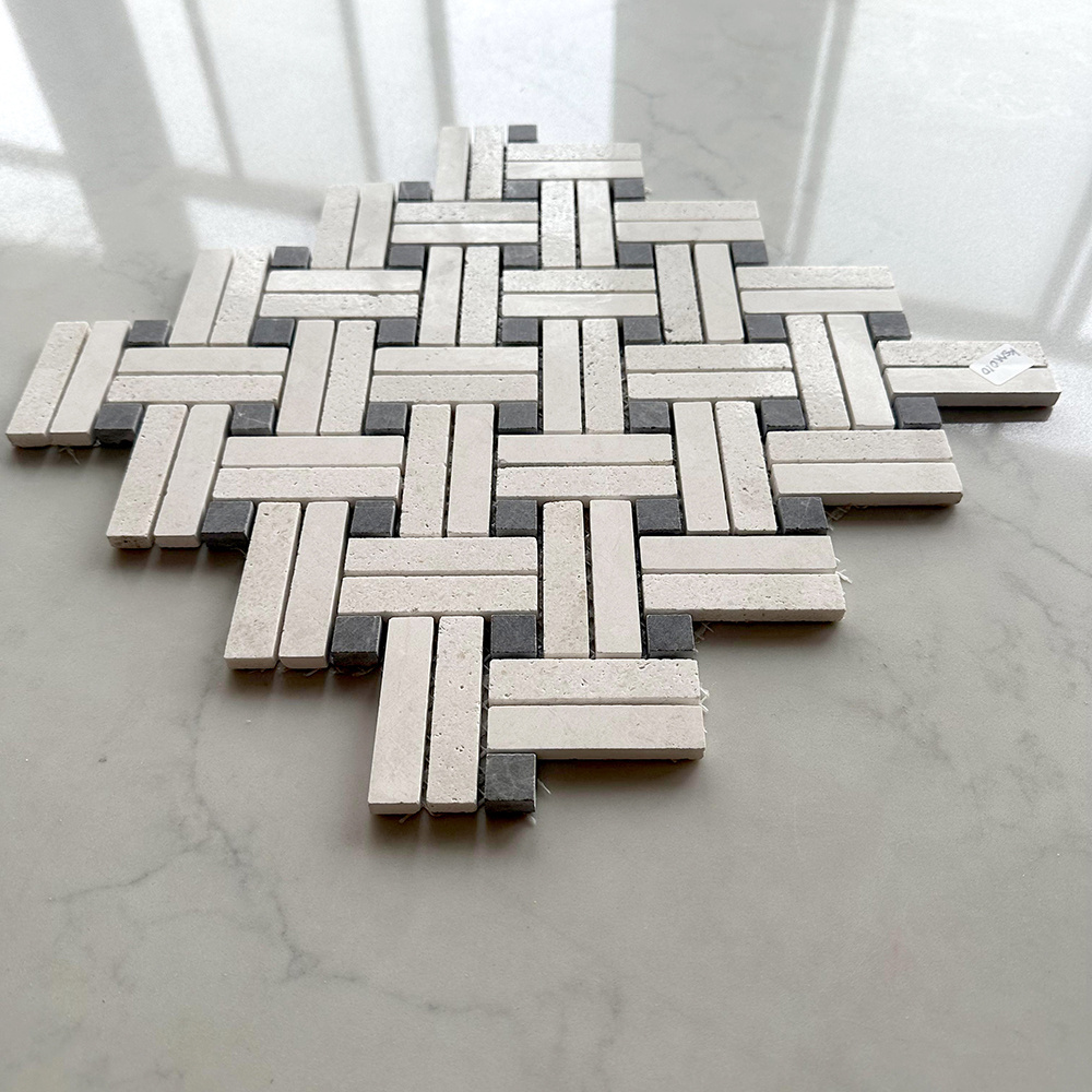 Basketweave Mosaic Marble Tile Mosaic For Bathroom Wall