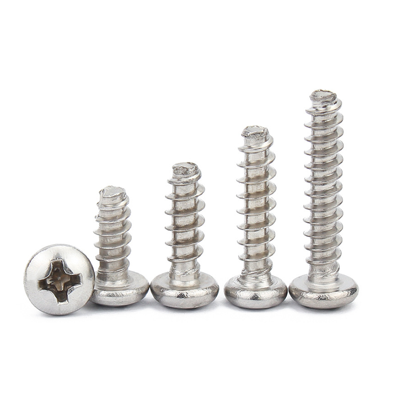 304 Stainless Steel Pan Head Cross Screw Round Head Flat Tail Self-Tapping Screw Cross Round Head Cut Tail Self-Tapping Screw Gb