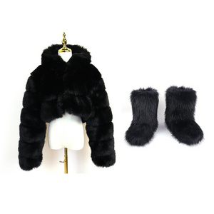 High Quality Winter Snow Faux Fur Boots and Headbands Set