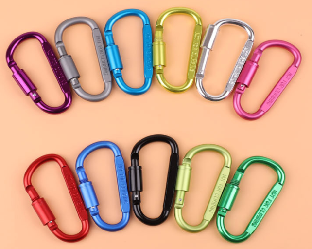 2022 high quality karabiner competitive price 8cm D shape lock carabiner hook full colors aluminum carabiner