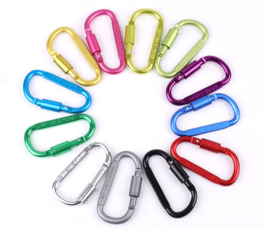 2022 high quality karabiner competitive price 8cm D shape lock carabiner hook full colors aluminum carabiner