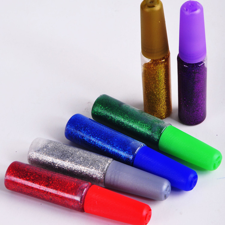 wholesale 6g DIY art and hobby school 6 color pack glitter glue pens