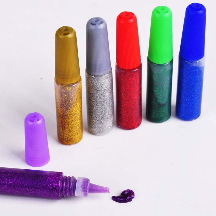 wholesale 6g DIY art and hobby school 6 color pack glitter glue pens