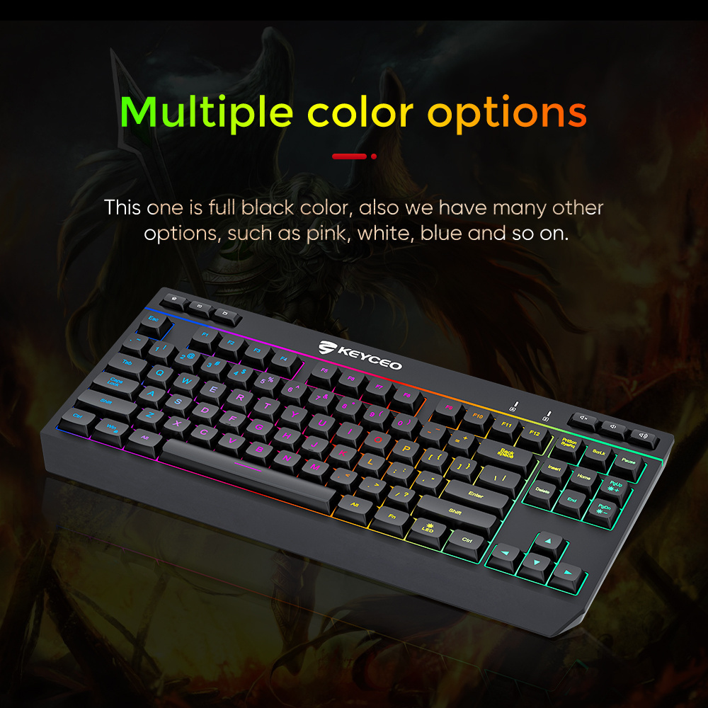 Silence keyboard Gaming Double painting keycaps RGB and Rainbow backlit 6PCS Separate multimedia keys computer keyboard gamer