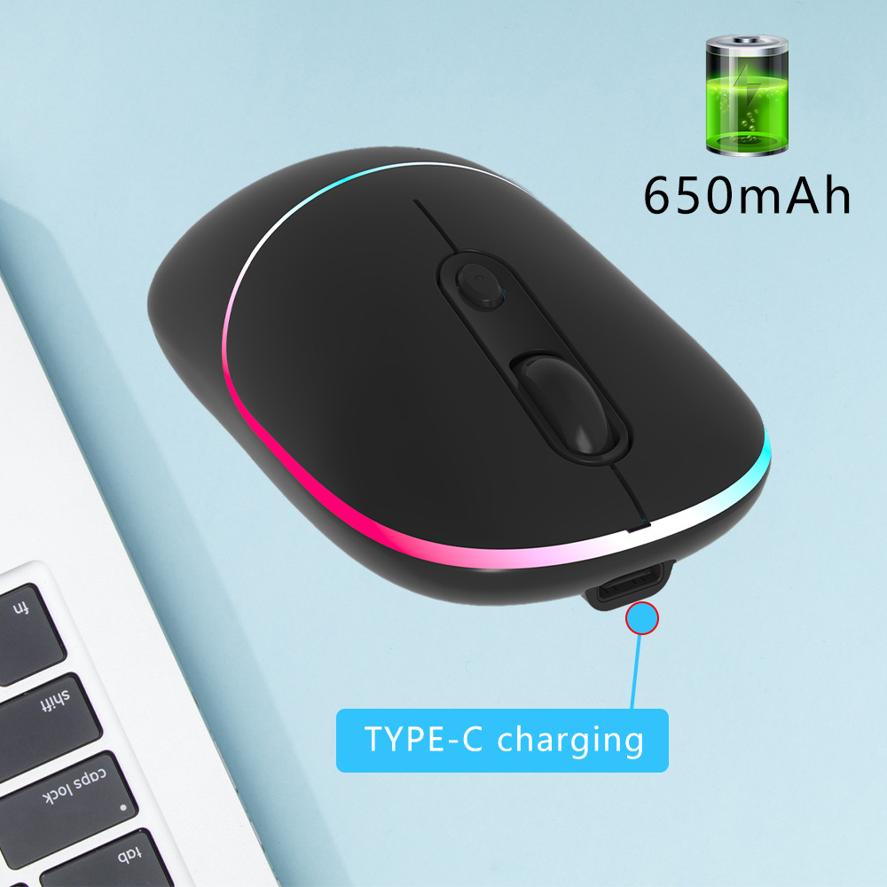 Hot Sale And High Quality Durable Sensitive Finger Rest Ergonomic 2.4G+Bluetooth wireless mouse office RGB rechargeable mouse