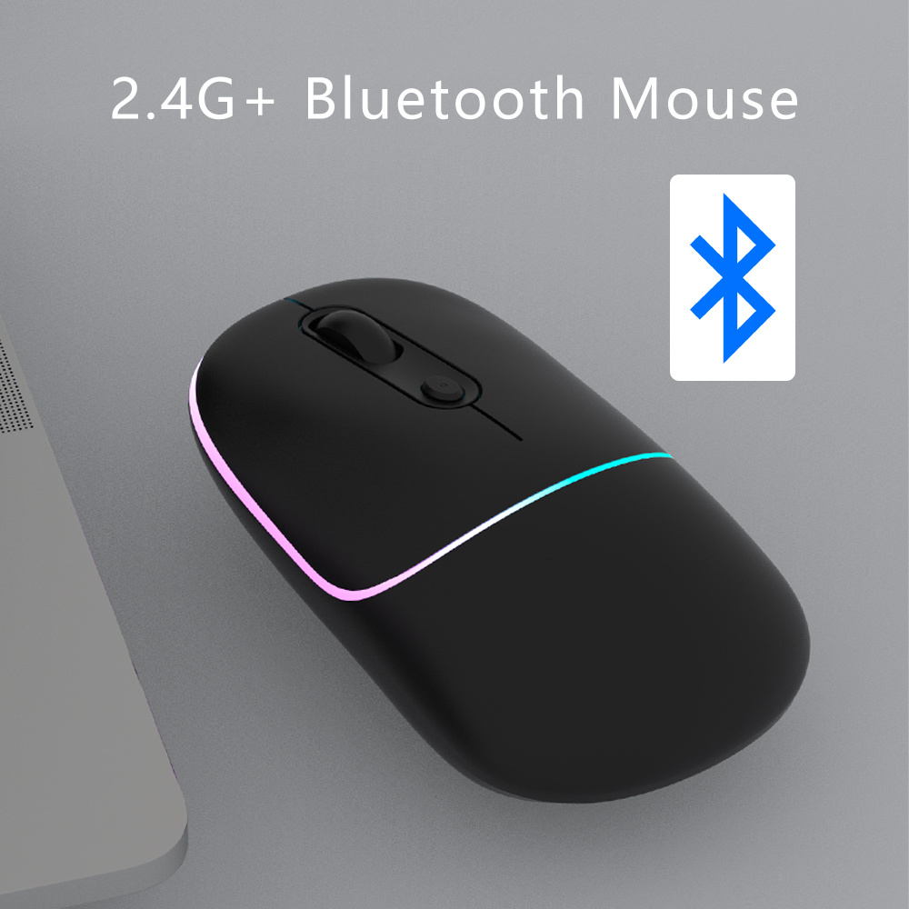 Hot Sale And High Quality Durable Sensitive Finger Rest Ergonomic 2.4G+Bluetooth wireless mouse office RGB rechargeable mouse