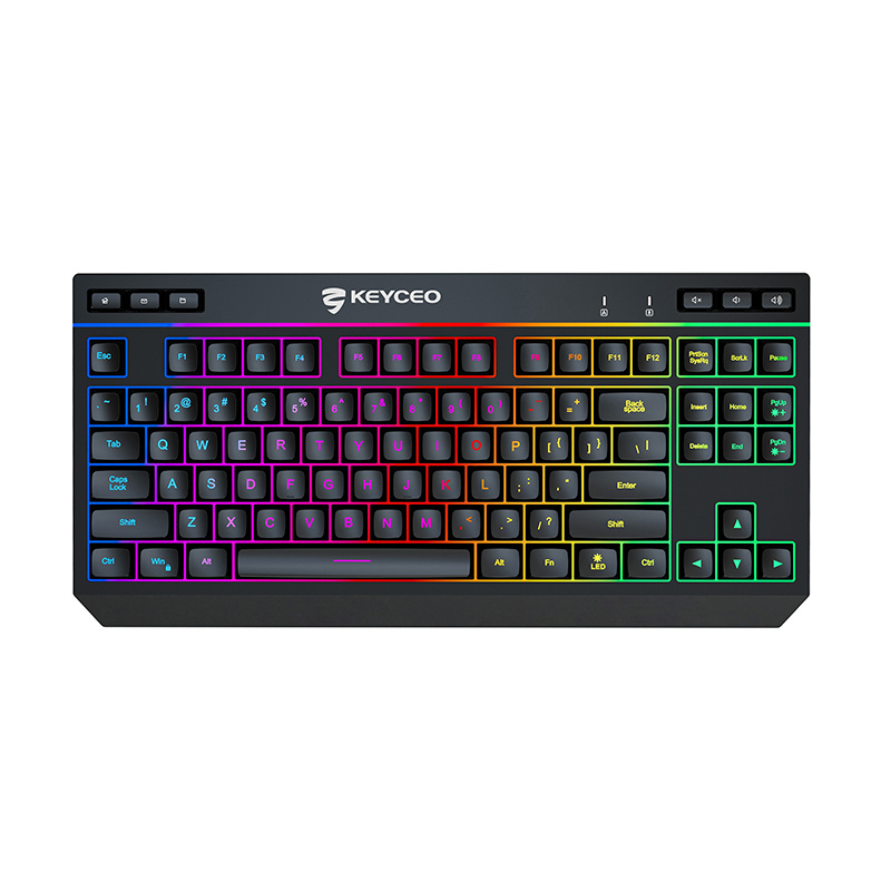 Silence keyboard Gaming Double painting keycaps RGB and Rainbow backlit 6PCS Separate multimedia keys computer keyboard gamer