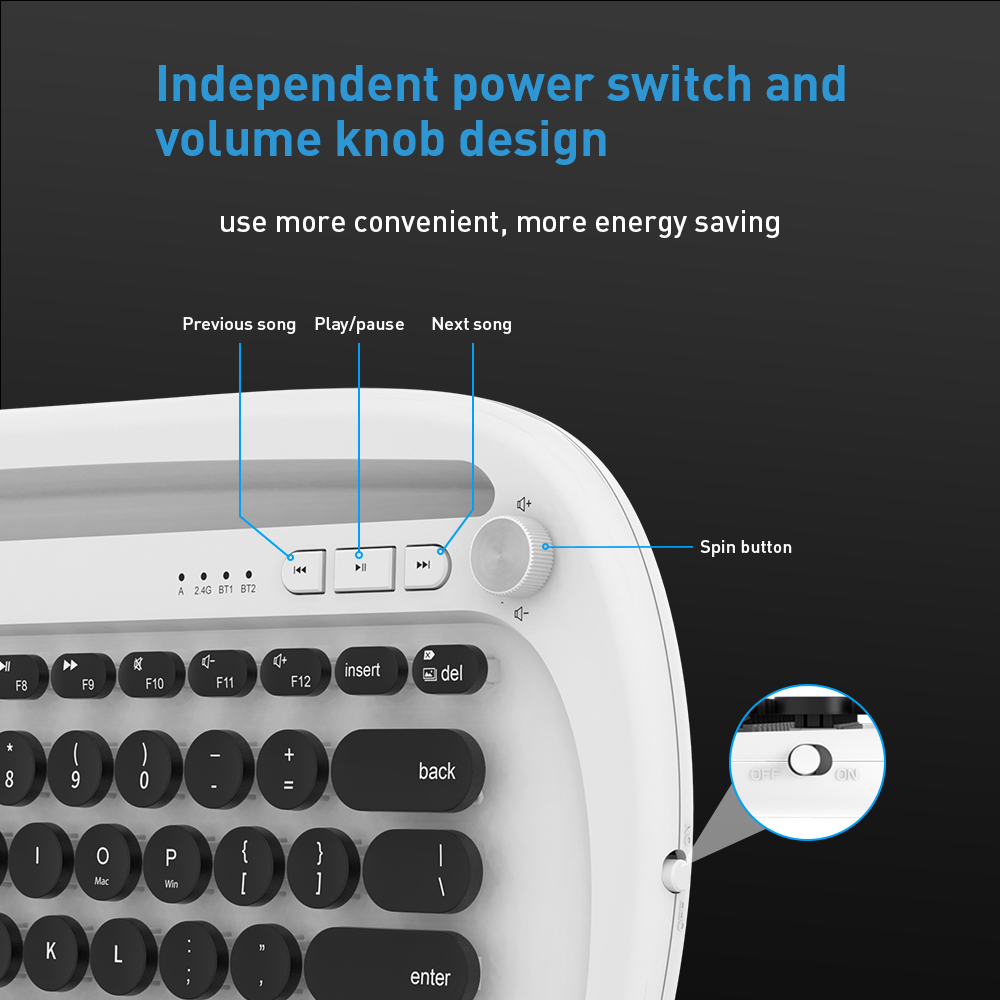 Personalized modeling wireless keyboard Bluetooth+2.4G office keyboard With groove to adapt to mobile phone