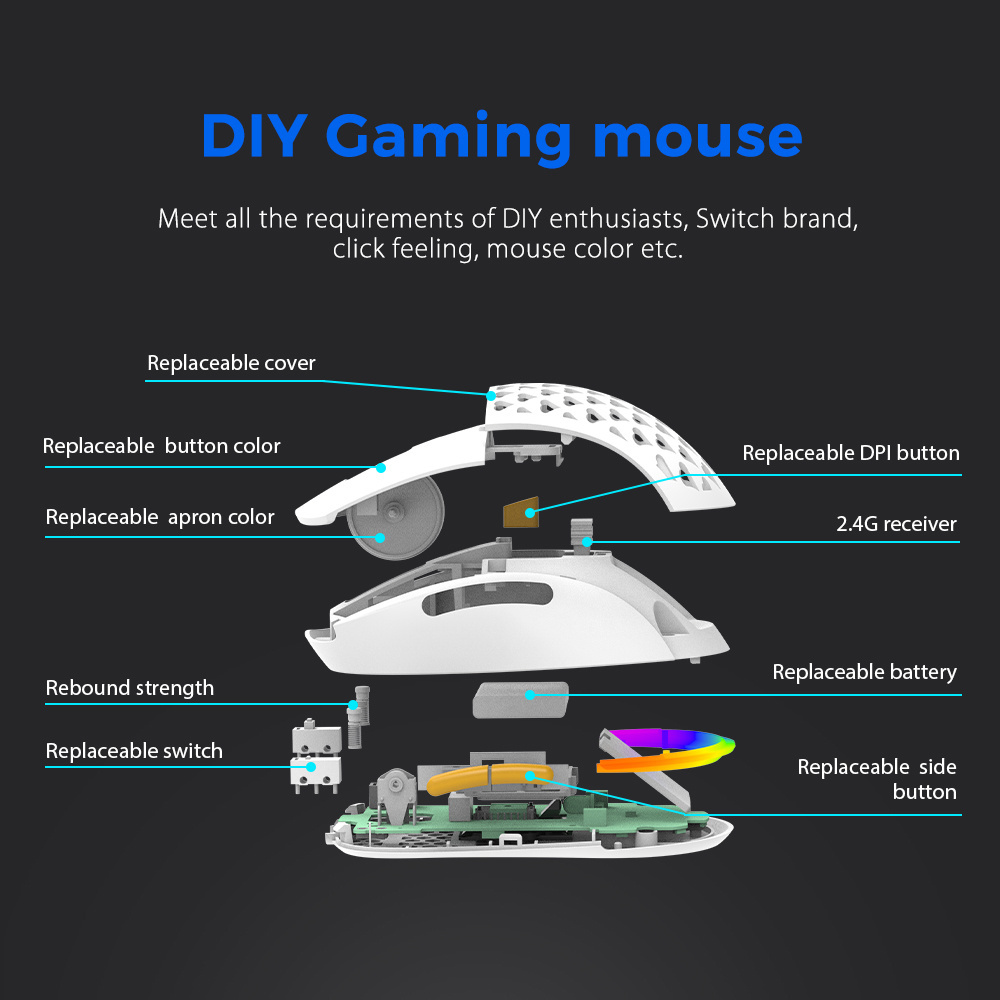 gamer mouse Top level DIY Mouse wireless OEM up to 26000 DPI Wired +Bluetooth+2.4G Gaming Mouse custom RGB Ergoenomic Game Mice