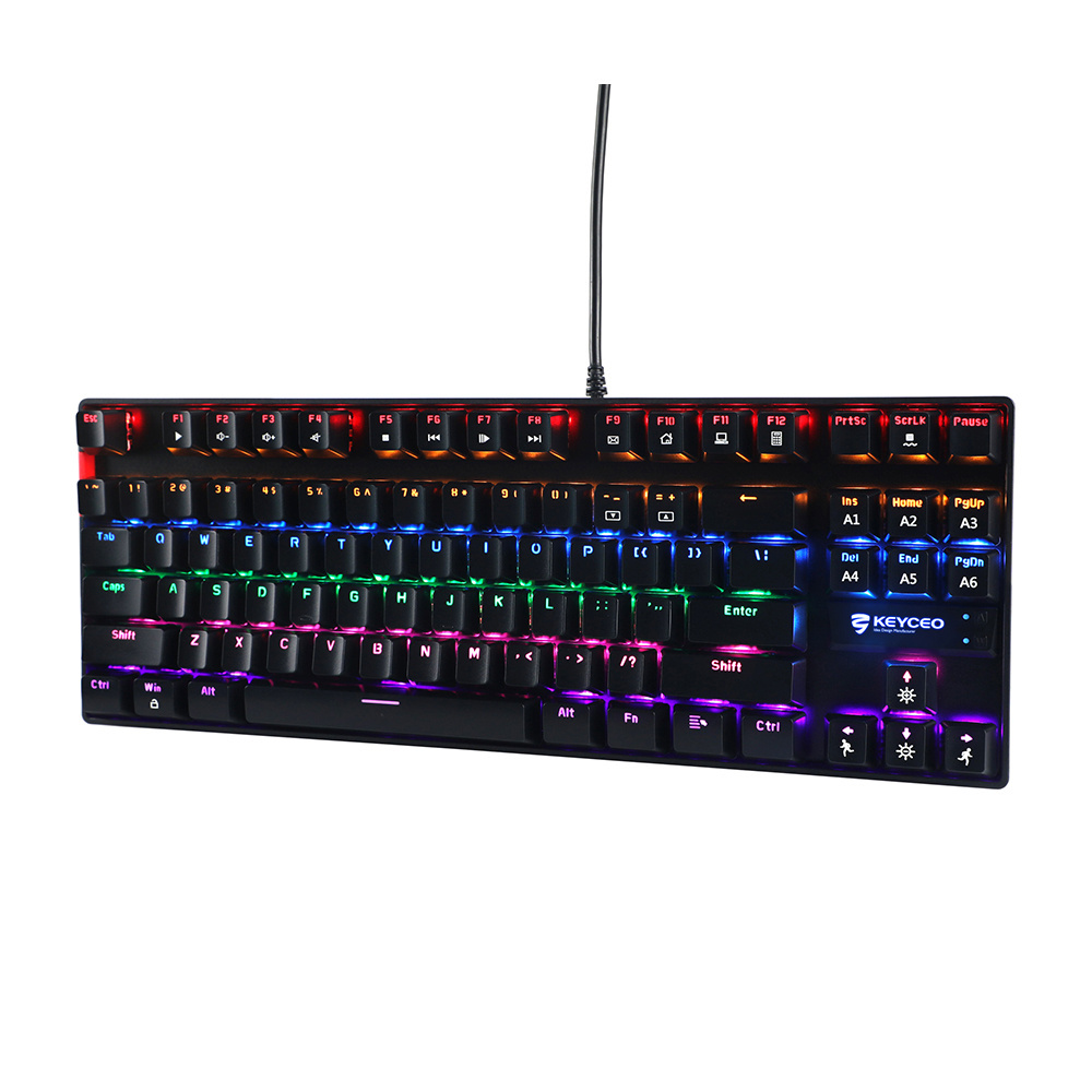 RGB TKL Mechanical Gaming Keyboard, Compact wired 87 Keys Keyboard mini with Linear Red Switches for Wind Laptop PC Gamer