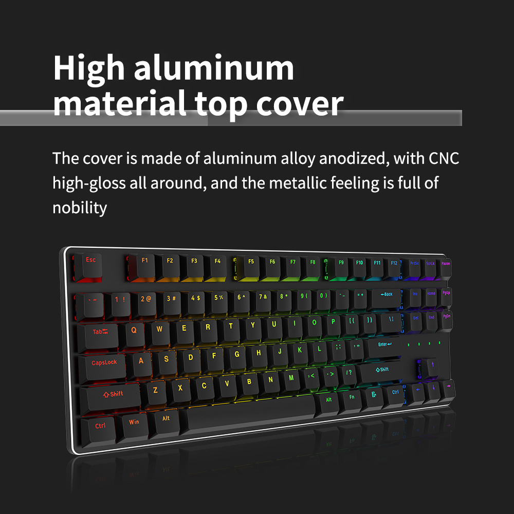 Mechanical Keyboard Rgb Backlit Three-mode Half-height Keycap Design Ultra Thin Office Gaming Keyboard