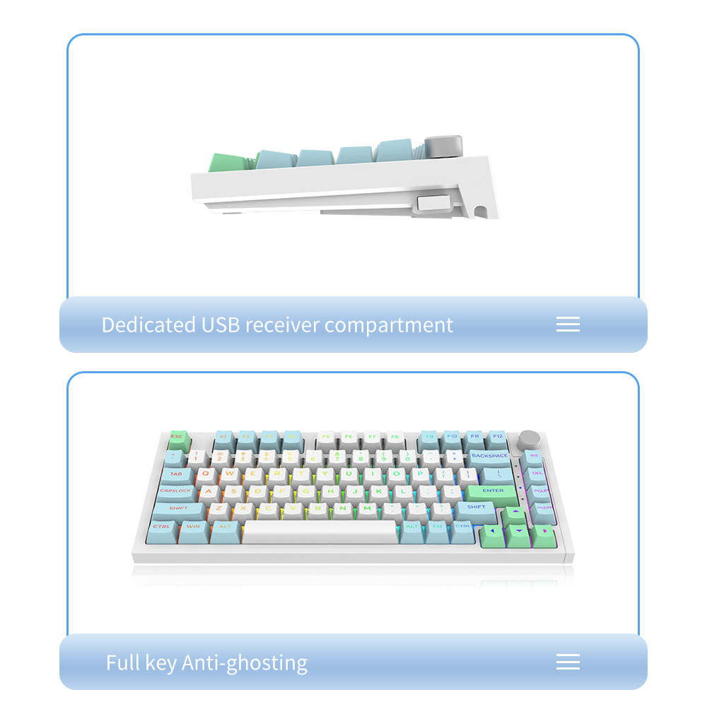 mechanical keyboard 60% Wireless gaming RGB hot-swappable PBT Casket gasket Silicone pad soundproof removable mechanical shaft