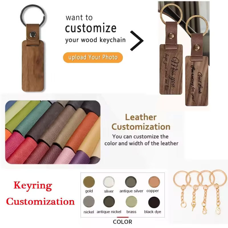 Wood Keychain China Custom Laser Engrave Name Wooden Keychains Blank Inital Wood Keychain