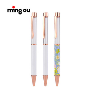 New Design DIY Sublimation empty tube pen DIY ballpoint pens sublimation snow globe pens