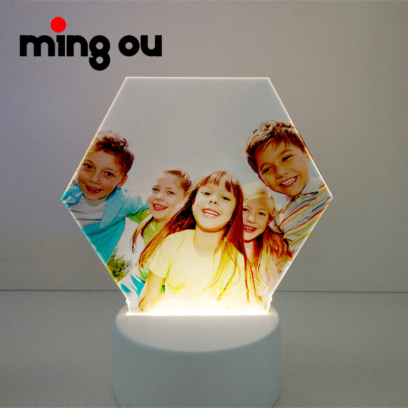 Wholesale USB Electric Photo Frame Acrylic Lamp  Sublimation Blank Acrylic Photo Frame With Lamp