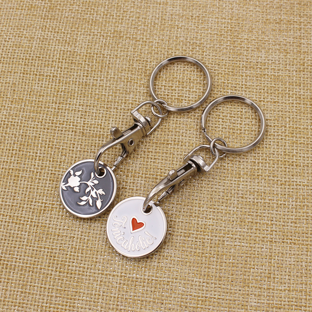 Custom Supermarket Shopping Cart Token Coin Key Chain Holder Coin  Keyring Custom Metal Trolley Token Key Ring