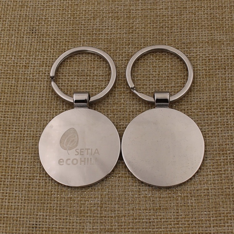 Factory direct sale round blank keyring laser logo keychain for promotion