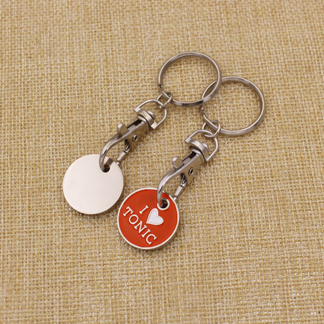 Custom Supermarket Shopping Cart Token Coin Key Chain Holder Coin  Keyring Custom Metal Trolley Token Key Ring