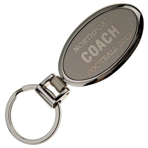 Oval Shaped Metal Engraved Stainless Steel Keychain