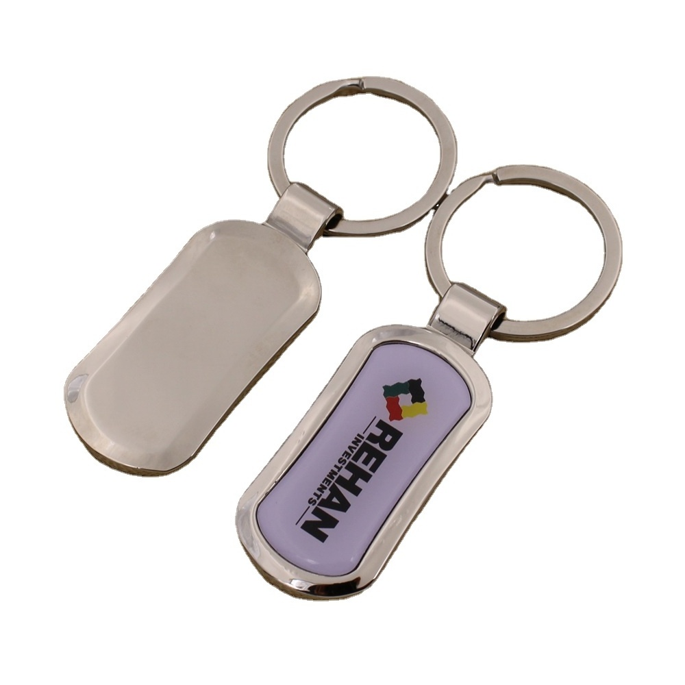 Oval Shaped Metal Engraved Stainless Steel Keychain