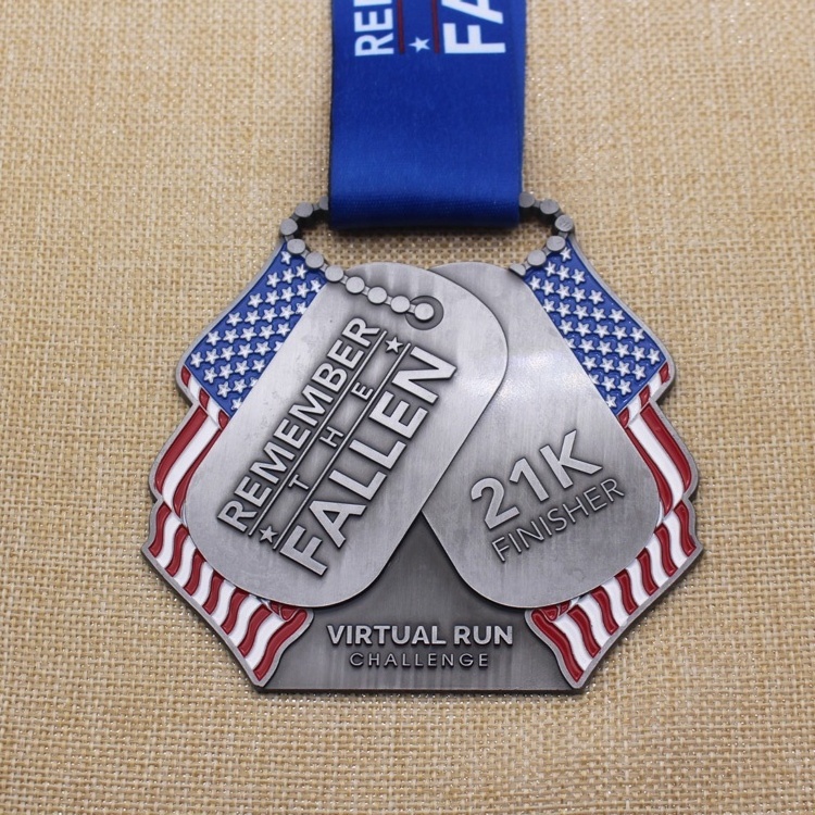 Fast Delivery Antique Nickel 21K Run Finisher Medal Dog Tag Medal Wholesale