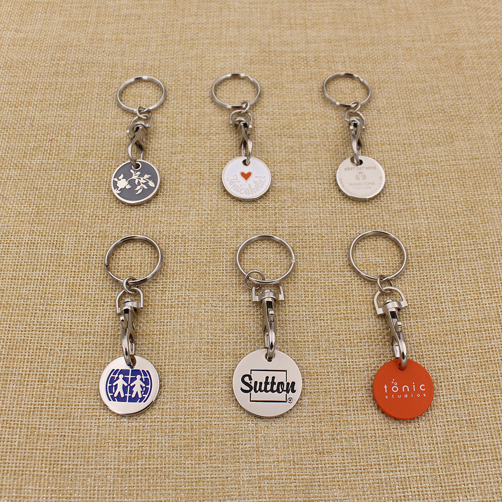 Custom Supermarket Shopping Cart Token Coin Key Chain Holder Coin  Keyring Custom Metal Trolley Token Key Ring