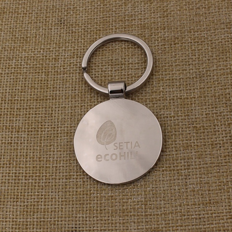 Factory direct sale round blank keyring laser logo keychain for promotion