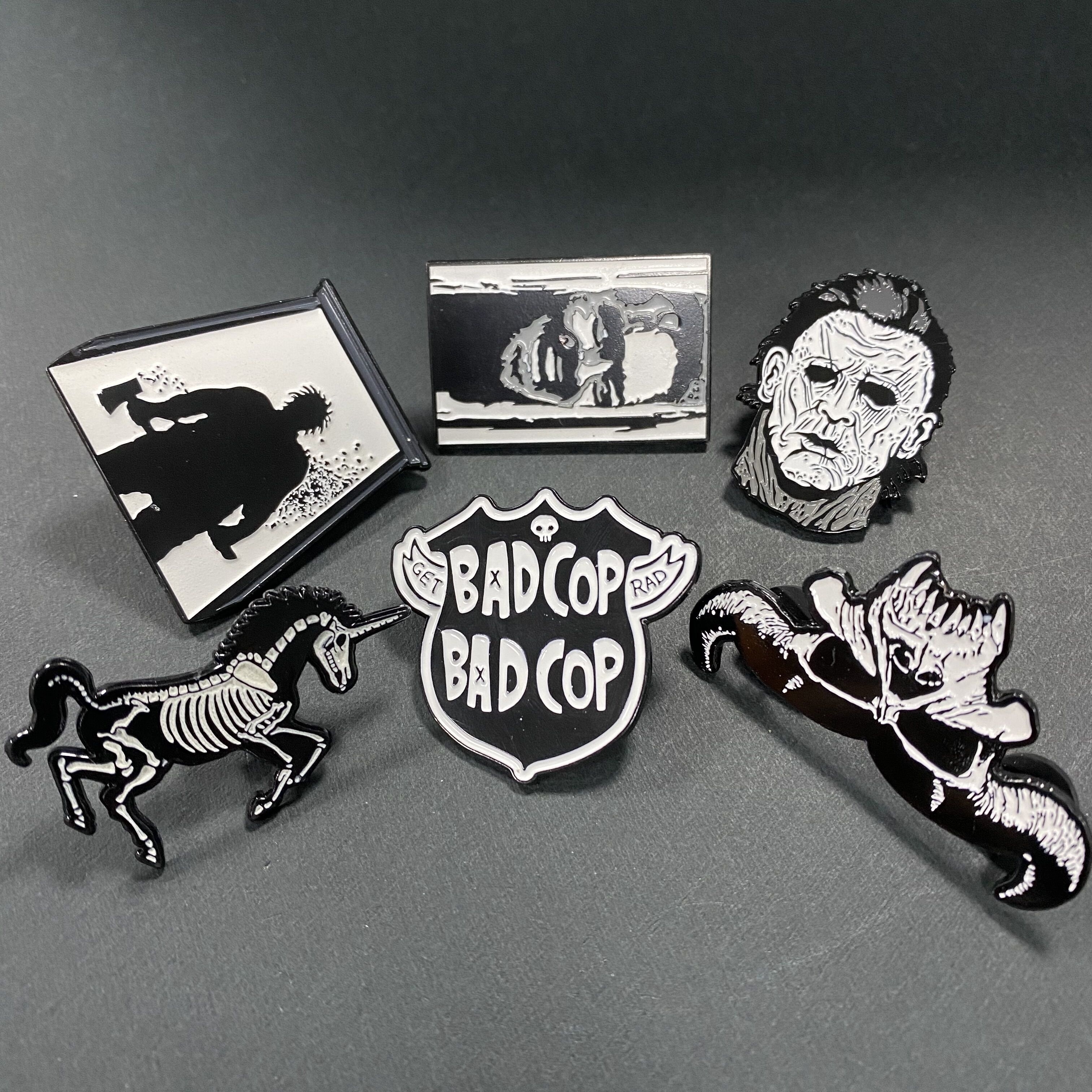 Making Machine Pressed Soft Enamel Bad Cop Head Corpse Bone Man Metal Pin Badge