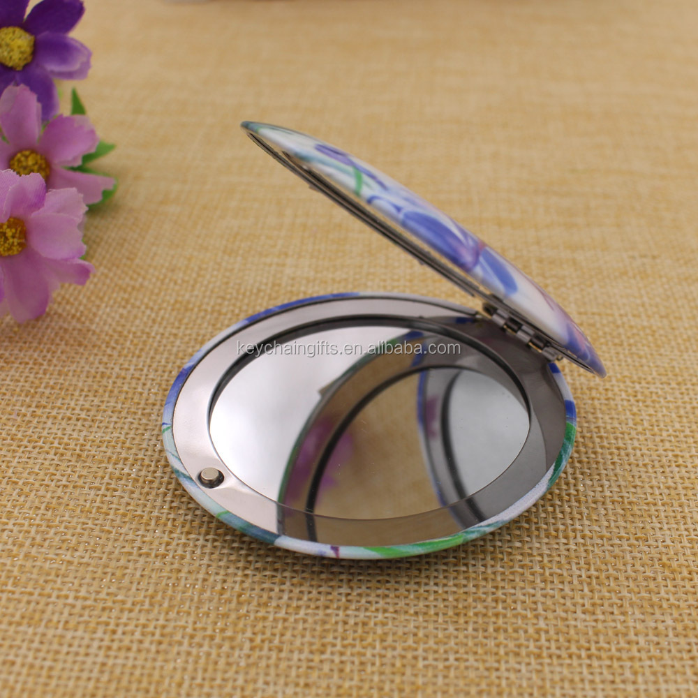 Butterfly mirror pocket/ round flowers compact mirror/blue pocket makeup mirror wholesale