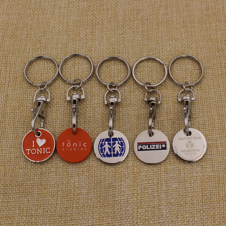 Custom Supermarket Shopping Cart Token Coin Key Chain Holder Coin  Keyring Custom Metal Trolley Token Key Ring