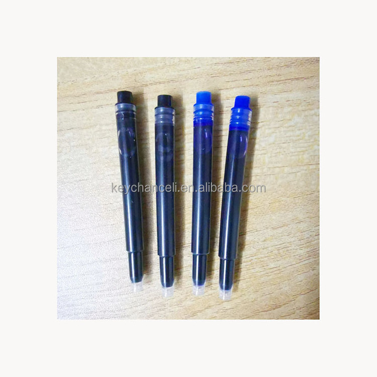 68mm long black blue fountain pen replacement ink cartridge with 2.6mm 3.4mm bore two ends