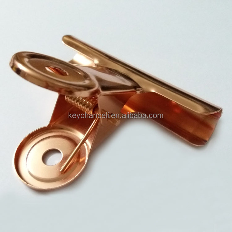 custom logo 75mm gold rose gold large clipboard clip big metal bulldog clips for food bag