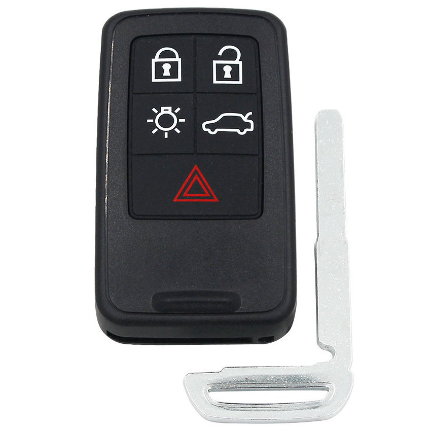 5 Button Remote Smart Car Key 433Mhz or 902Mhz ID46 Chip for Volvo XC60 XC70 V40 V60 V70 S60 S80 Uncut Blade FCC ID: KR55WK49266