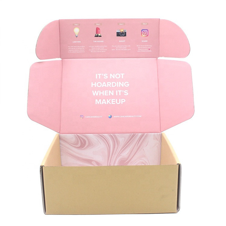 Custom Logo Wholesale Black Pink Small Carton Cardboard Mailer Box Gift Clothing Packaging Corrugated Hat Shipping Boxes