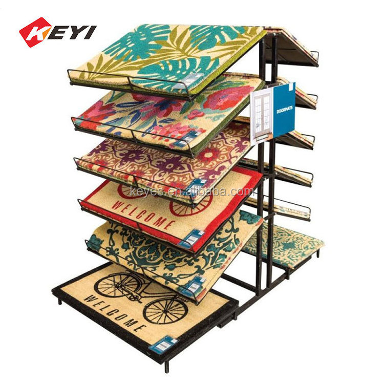 customized durable metal door mat display stand / carpet sample display rack