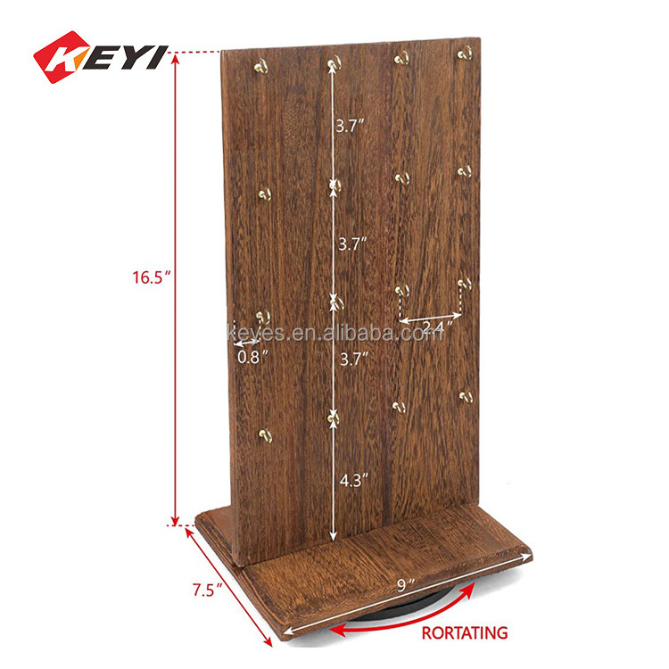 Customized Counter Rotating wooden Jewelry Display Stand Spinner Jewelry display rack necklace